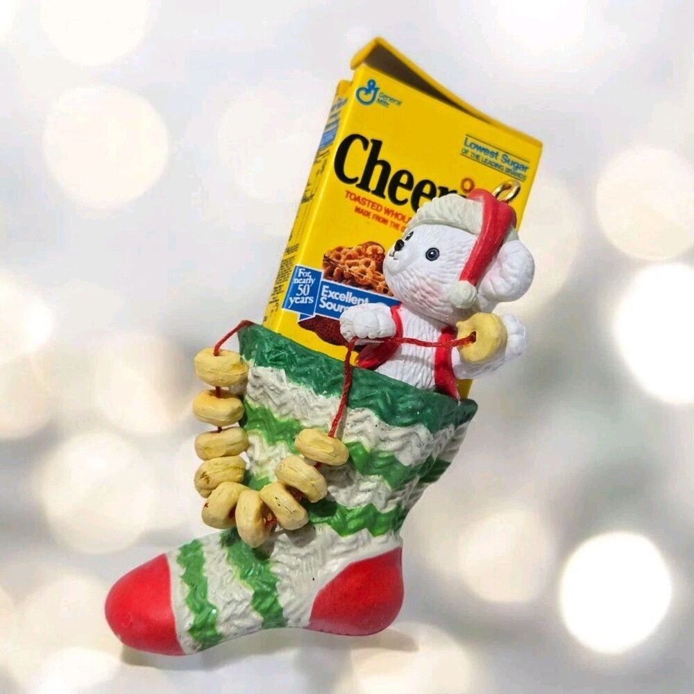 Vintage Enesco 1991 Christmas Cheers Cheerios General Mills Christmas Ornament